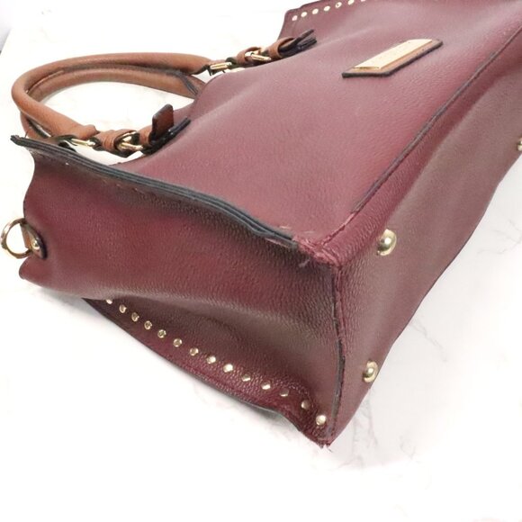 Andrew Marc New York Mahogany Burgandy Brown Vegan Leather Satchel Handbag Purse - Picture 8 of 15